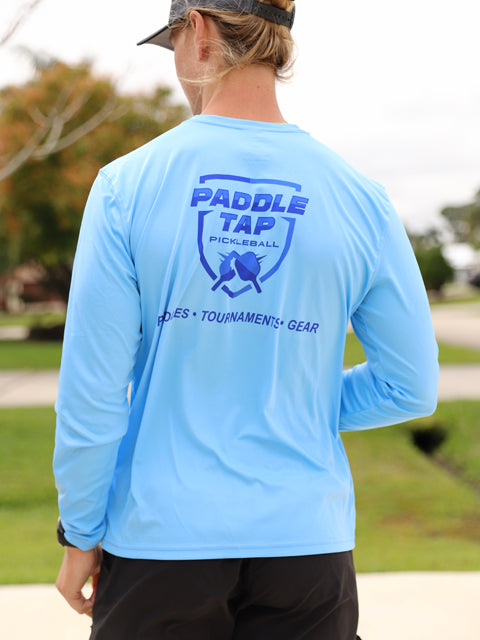 Men’s Long Sleeve Performance Paddle Tap Pickleball T-Shirt Columbia Blue