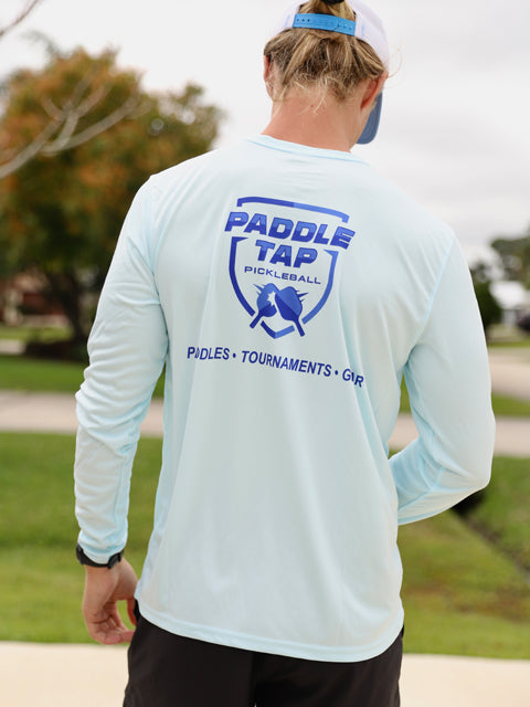 Men’s Long Sleeve Performance Paddle Tap Pickleball T-Shirt Seagrass