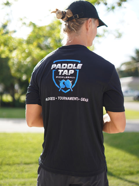 Men’s Short Sleeve Performance Paddle Tap Pickleball T-Shirt Black