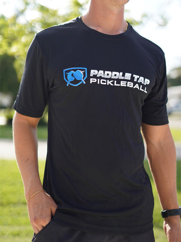 Men’s Short Sleeve Performance Paddle Tap Pickleball T-Shirt Black