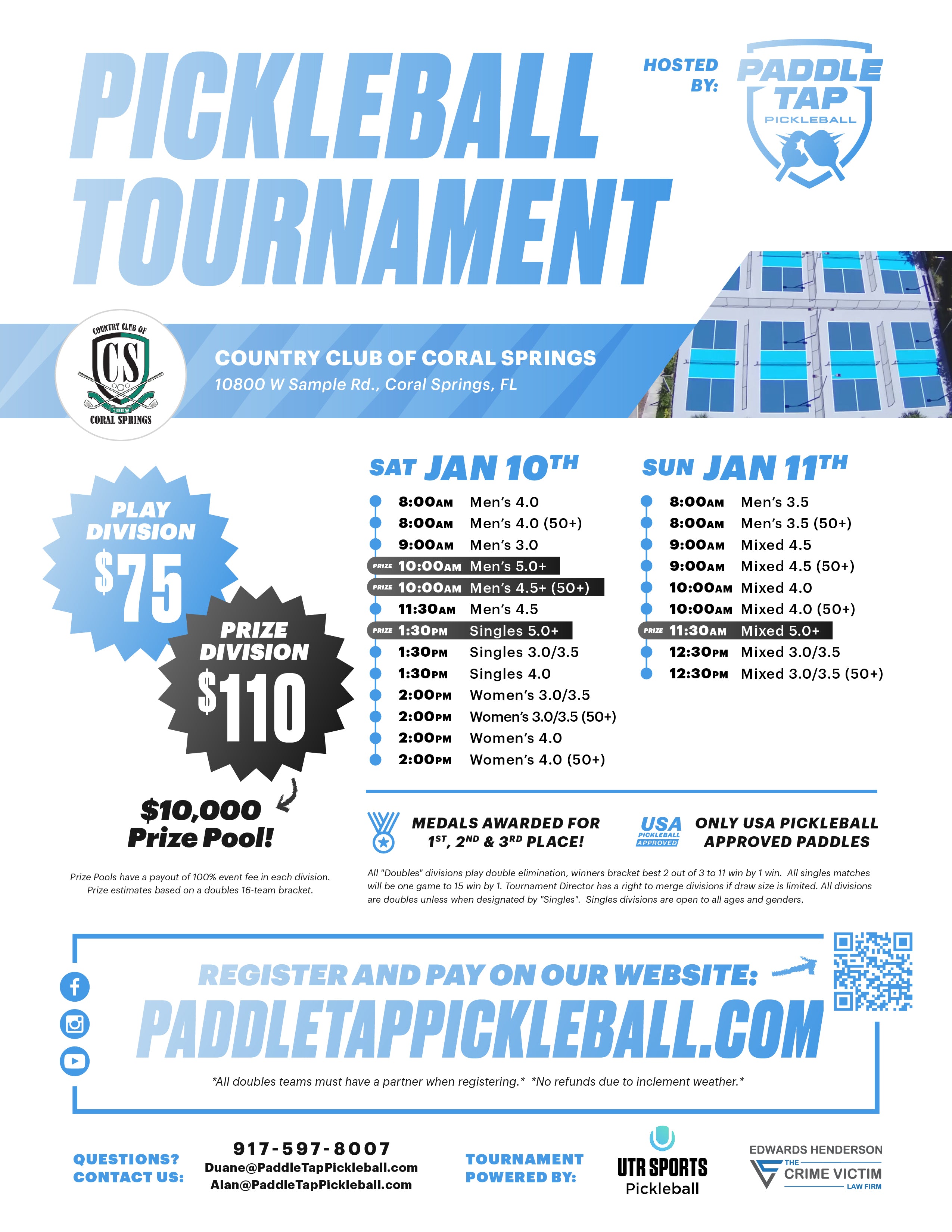 Pickleball Tournament - Jan 10th-11th, 2026 @ Country Club of Coral Springs