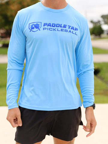 Men’s Long Sleeve Performance Paddle Tap Pickleball T-Shirt Columbia Blue