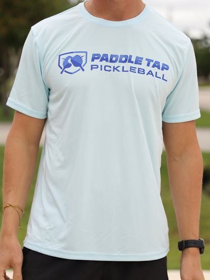 Men’s Short Sleeve Performance Paddle Tap Pickleball T-Shirt Arctic Blue