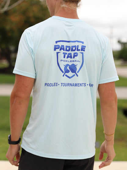 Men’s Short Sleeve Performance Paddle Tap Pickleball T-Shirt Arctic Blue