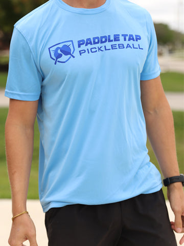 Men’s Short Sleeve Performance Paddle Tap Pickleball T-Shirt Columbia Blue