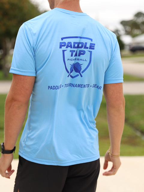 Men’s Short Sleeve Performance Paddle Tap Pickleball T-Shirt Columbia Blue
