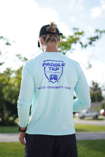 Men’s Long Sleeve Performance Paddle Tap Pickleball T-Shirt Arctic Blue