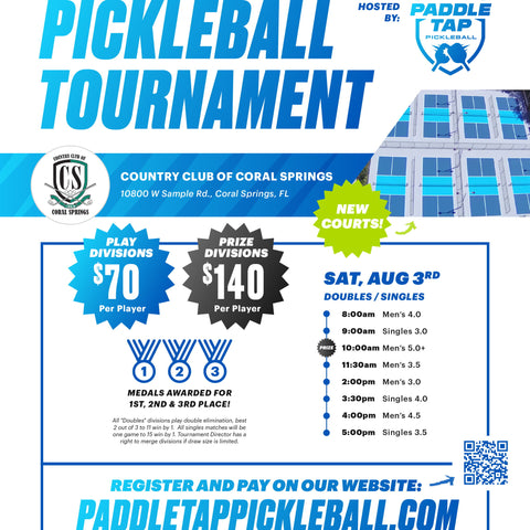 August 3rd Brand New Court surface @ Country Club of Coral Springs $2,000 Prize Pool Money!