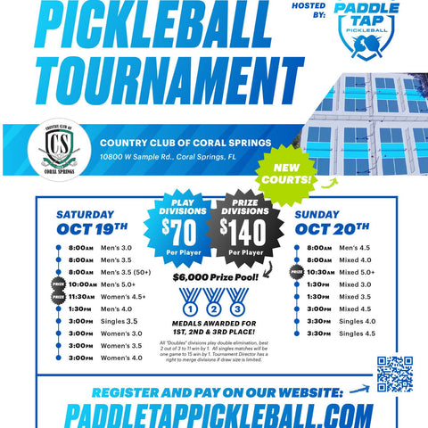 Oct 19th-20th Brand New Court Surface @ Country Club of Coral Springs $6,000 Prize Pool Money!