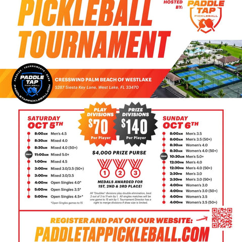 Oct 5th - 6th New Courts @ Cresswind Palm Beach of WestLake $4,000 Prize Pool Money!